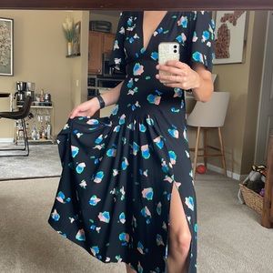 NWT TOPSHOP spot angel sleeve midi dress size 4